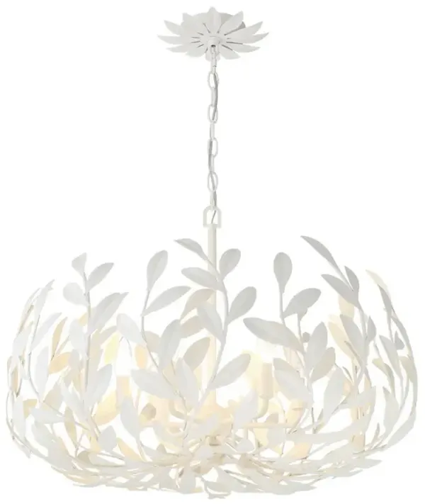 Liora Updated Traditional Matte White Leaf Steel Chandelier