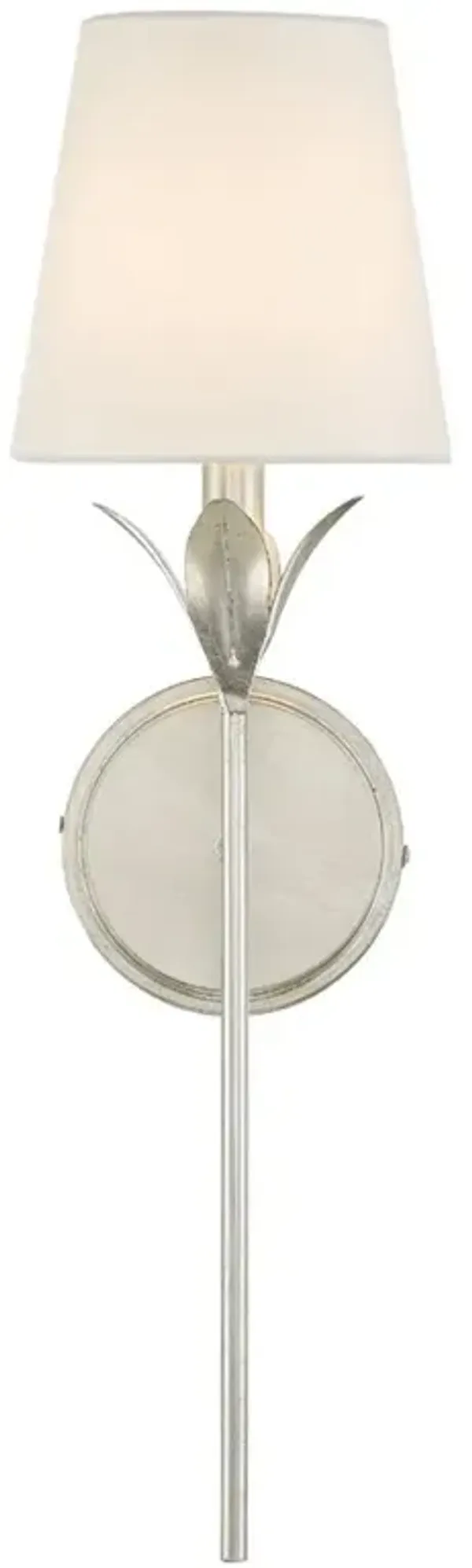 Liora Traditional White Silk Shade Antique Silver 1 Light Wallchiere Sconce