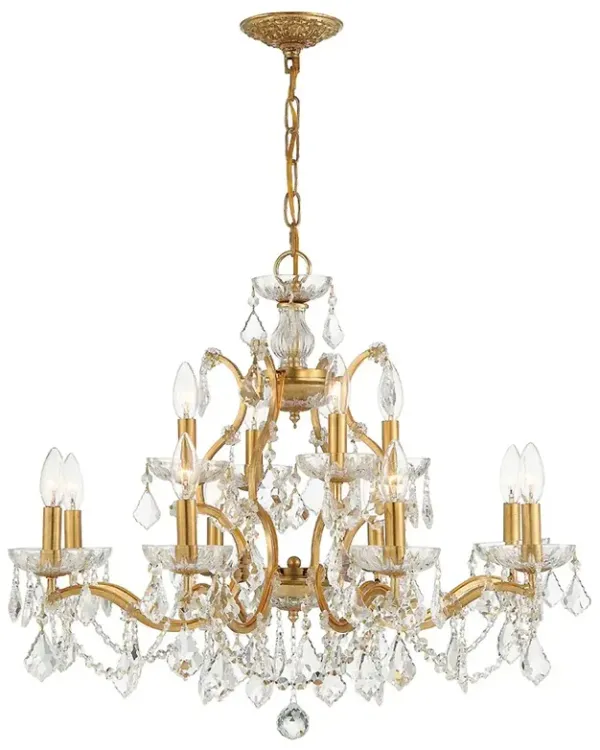 Landon French Country Antique Gold Crystal Candle Chandelier
