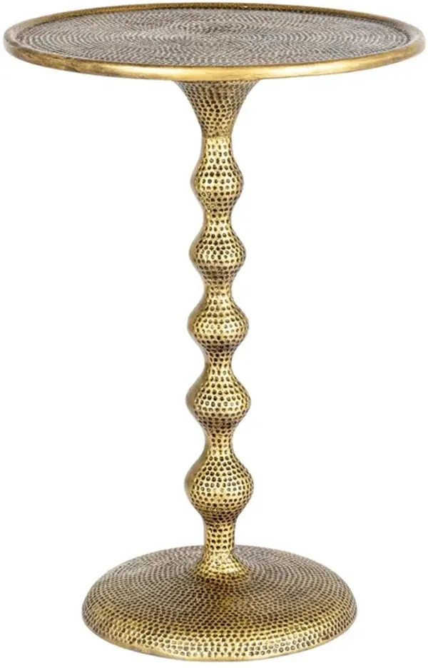 Milton Modern Classic Antique Brass Hammered Aluminum Round End Table
