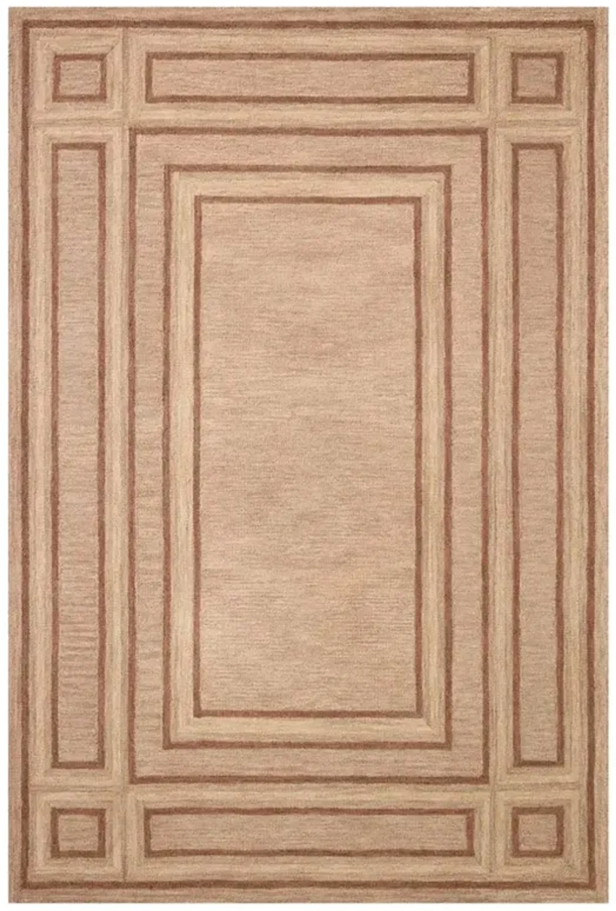 Alfie Updated Traditional Blush Wool Linear Border Solid Rug - 3'6