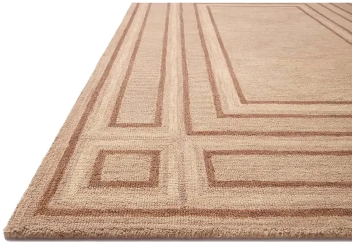 Olivia Updated Traditional Blush Wool Linear Patterned Rug - 7'9"x9'9"