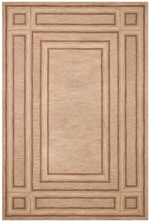 Olivia Updated Traditional Blush Wool Linear Patterned Rug - 7'9"x9'9"