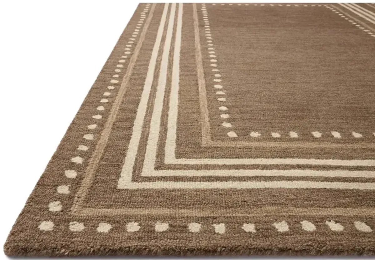 Liam Updated Traditional Brown Wool Dotted Patterned Rug - 2'6"x7'6"