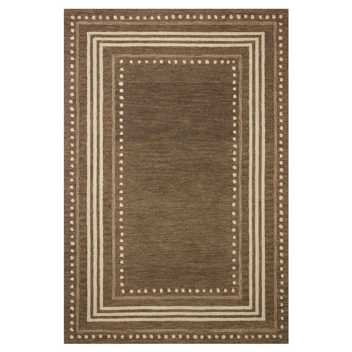 Liam Updated Traditional Brown Wool Dotted Patterned Rug - 7'9"x9'9"