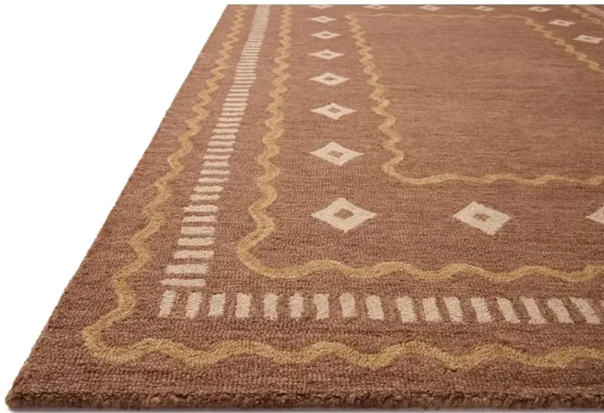 Noah Updated Traditional Terracotta Wool Diamond Patterned Rug - 2'6"x7'6"