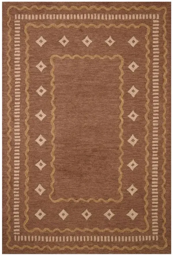 Noah Updated Traditional Terracotta Wool Diamond Patterned Rug - 3'6"x5'6"