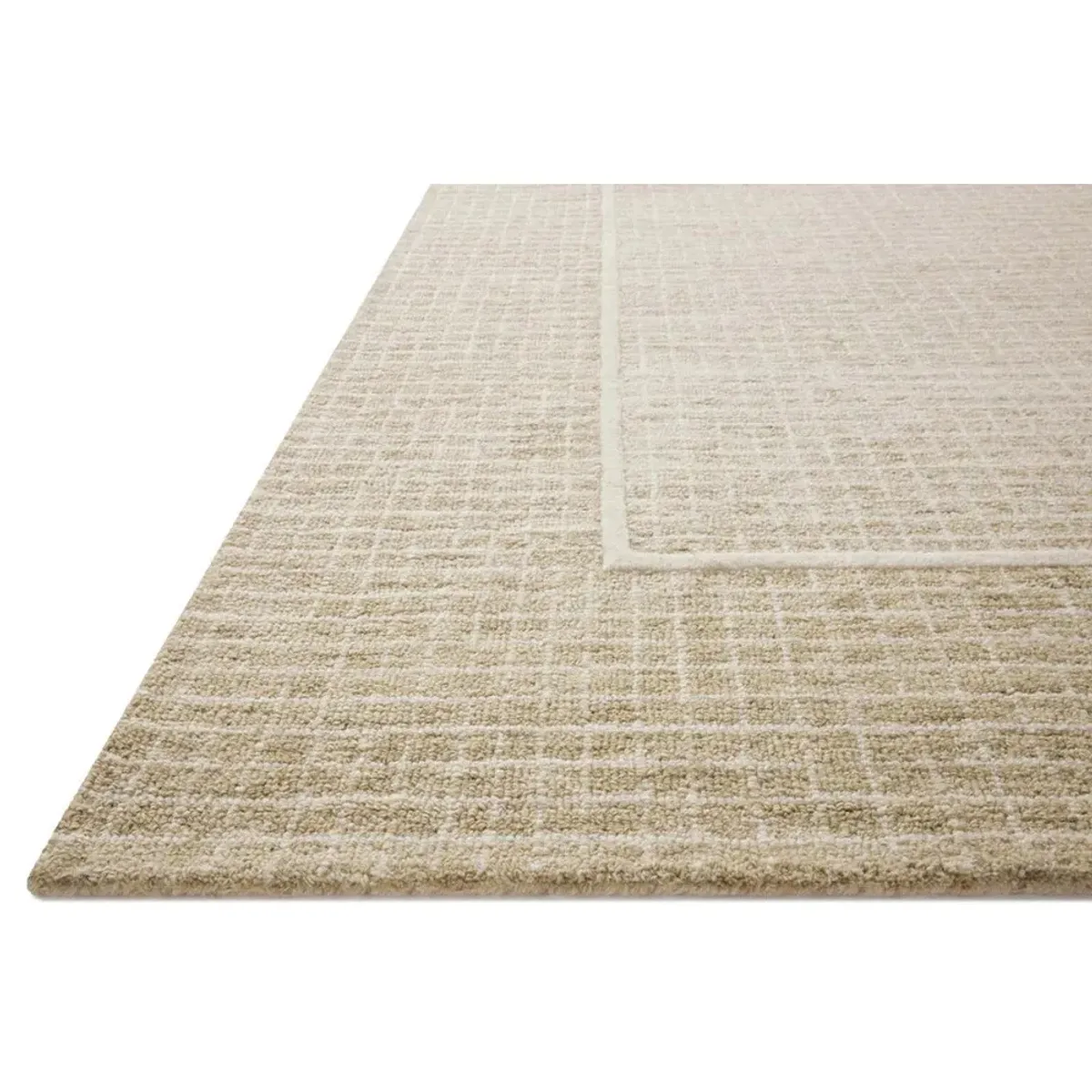 Lucas Updated Traditional Light Brown Wool Grid Patterned Rug - 2'6"x7'6"