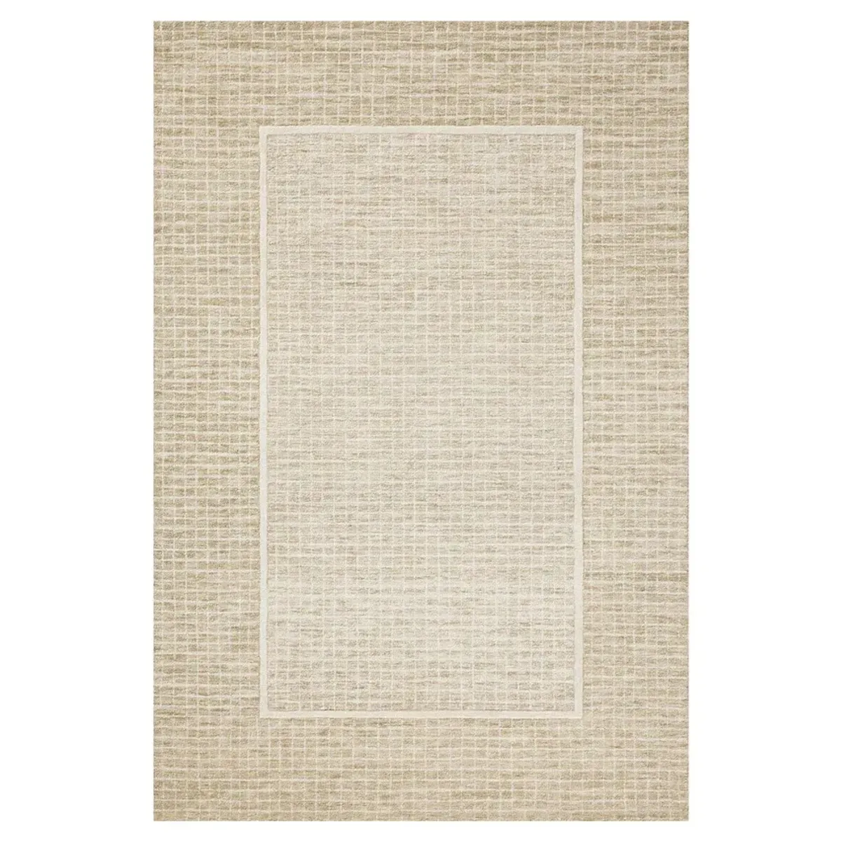 Lucas Updated Traditional Light Brown Wool Grid Patterned Rug - 8'6"x11'6"