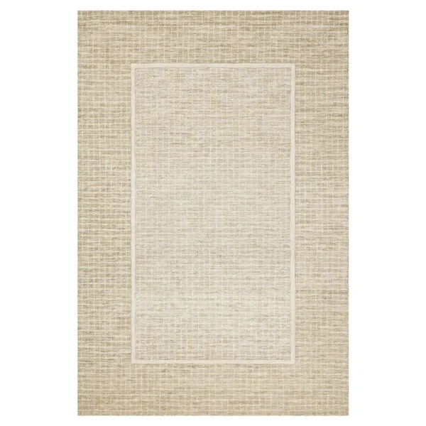 Lucas Updated Traditional Light Brown Wool Grid Patterned Rug - 8'6"x11'6"