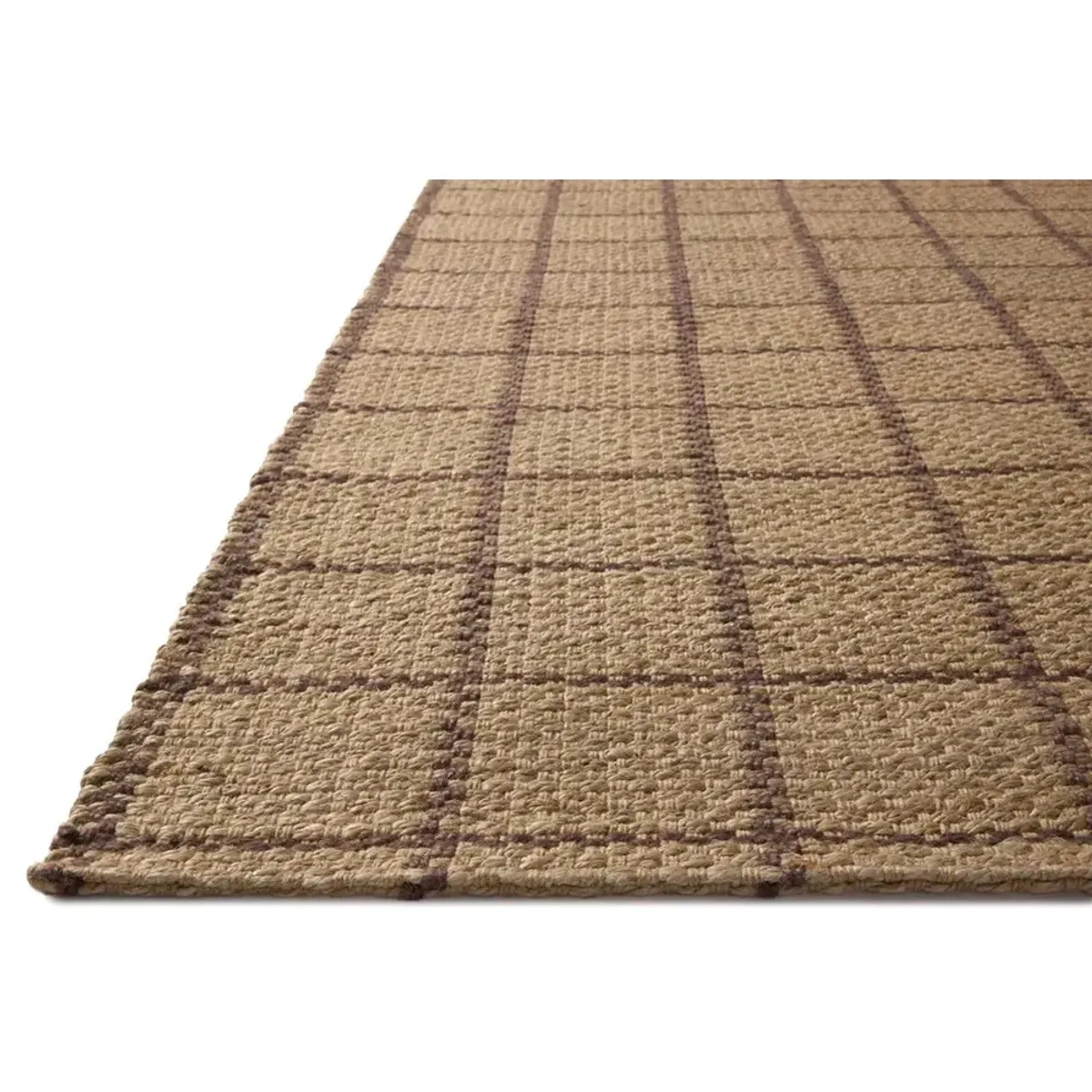 Benjamin Coastal Beach Brown Grid Patterned Jute Rug - 3'6"x5'6"
