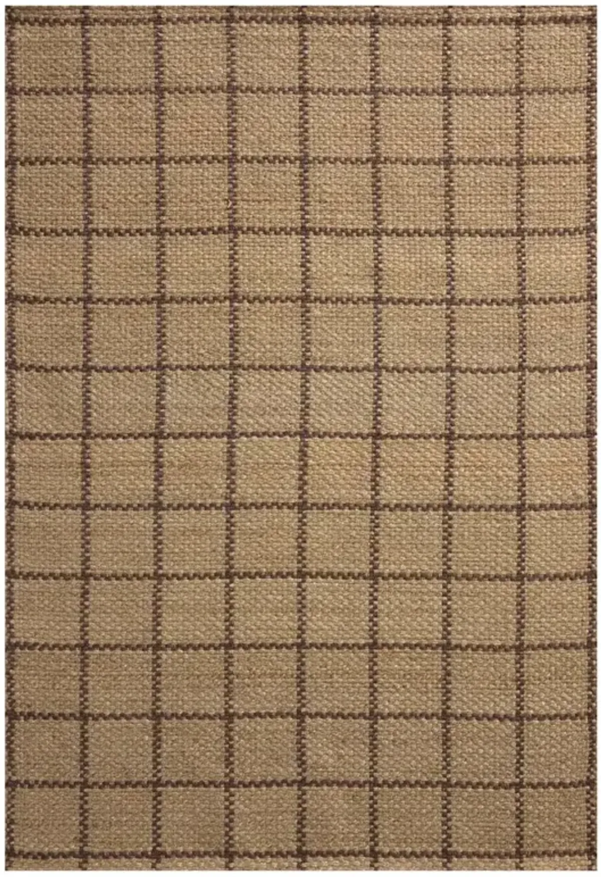 Benjamin Coastal Beach Brown Grid Patterned Jute Rug - 3'6"x5'6"