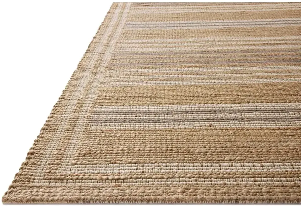 Theodore Coastal Beach Brown Jute Striated Patterned Rug - 7'9"x9'9"