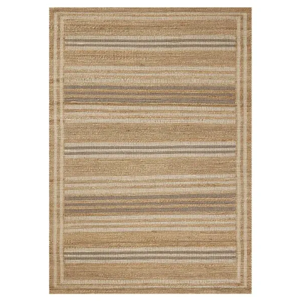 Theodore Coastal Beach Brown Jute Striated Patterned Rug - 9'3"x13'