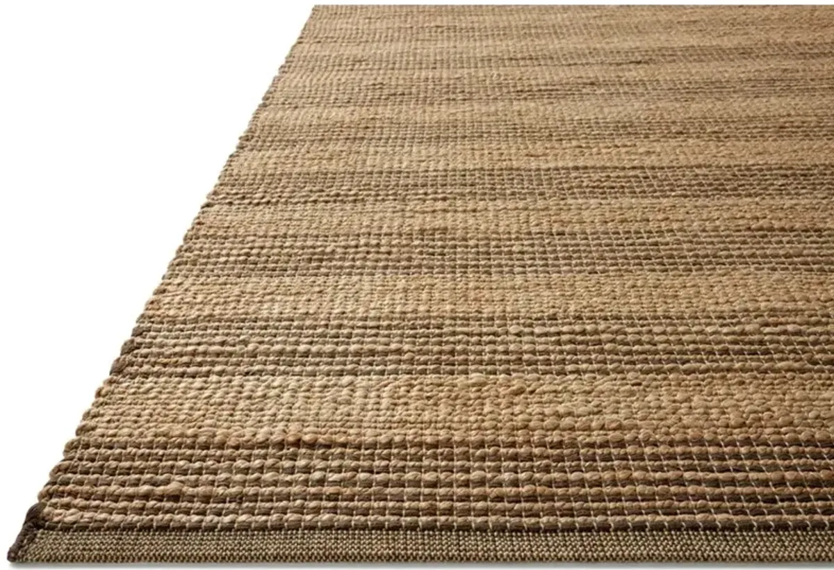 William Coastal Beach Brown Jute Striped Patterned Rug - 2'6"x7'6"