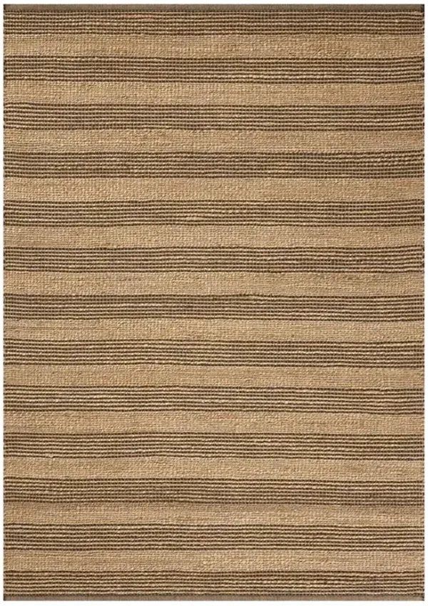 William Coastal Beach Brown Jute Striped Patterned Rug - 9'3"x13'