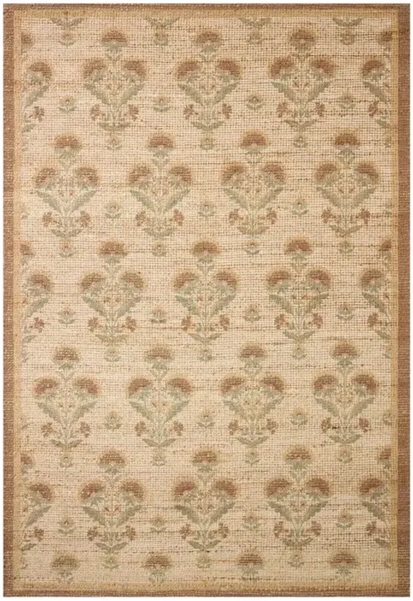 Sophia Updated Traditional Beige Jute Vintage Floral Patterned Rug - Sample