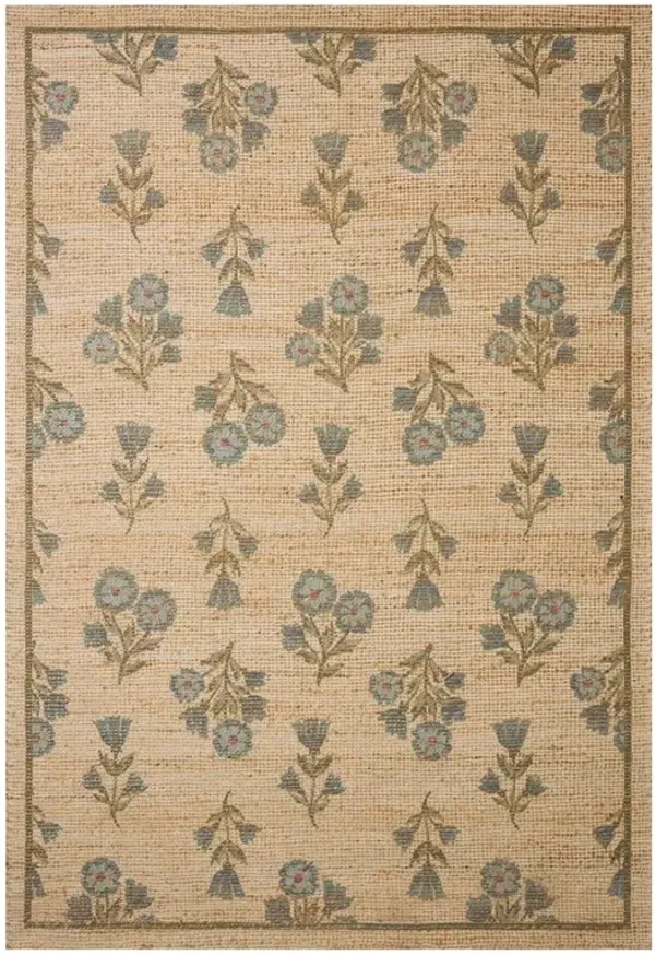 Ava Updated Traditional Beige Jute Floral Patterned Rug - 8'6"x11'6"