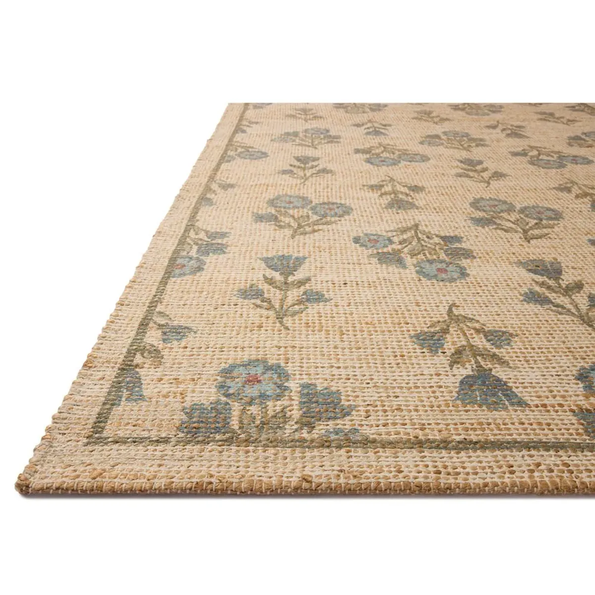 Ava Updated Traditional Beige Jute Floral Patterned Rug - 9'3"x13'
