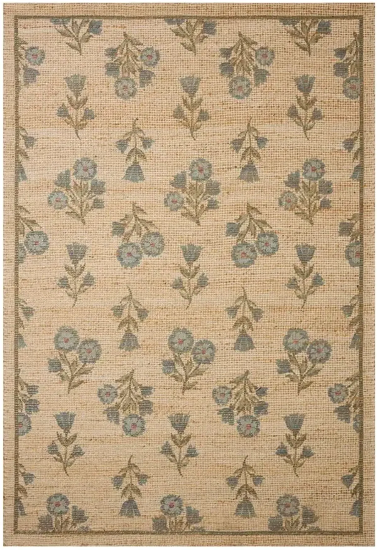 Ava Updated Traditional Beige Jute Floral Patterned Rug - 9'3"x13'