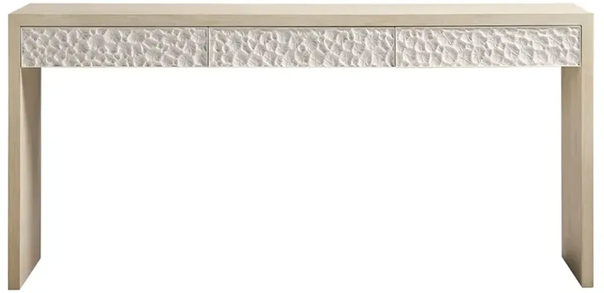 Maris Coastal Beach White Coral Patterned Oak Console Table
