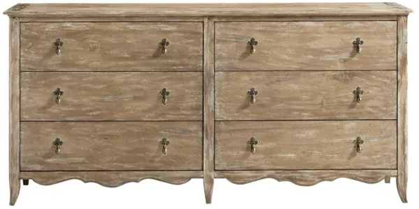 Lacey French Country Brown Acacia Double Dresser