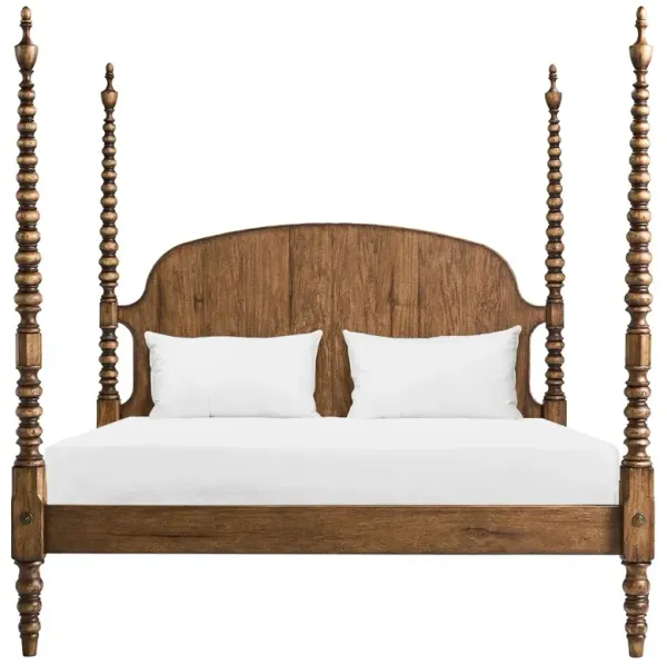 Kiaan French Country Brown Acacia Four Poster Bed - King
