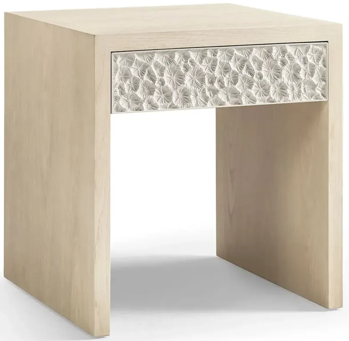 Maris Coastal Beach White Coral Patterned Oak End Table