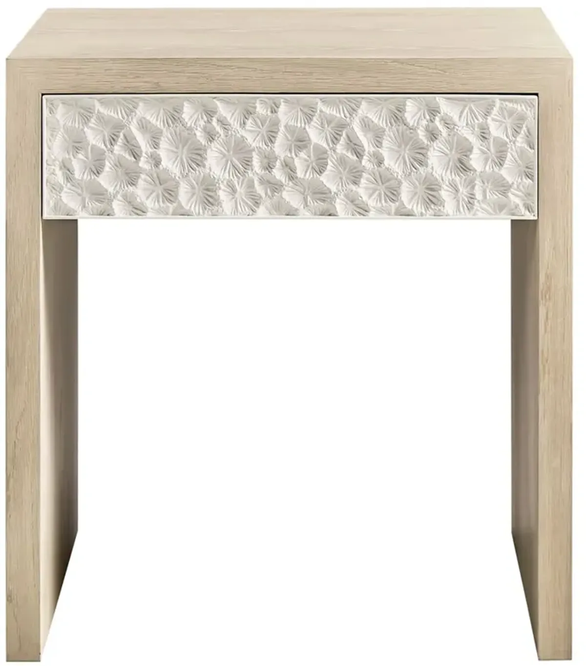 Maris Coastal Beach White Coral Patterned Oak End Table