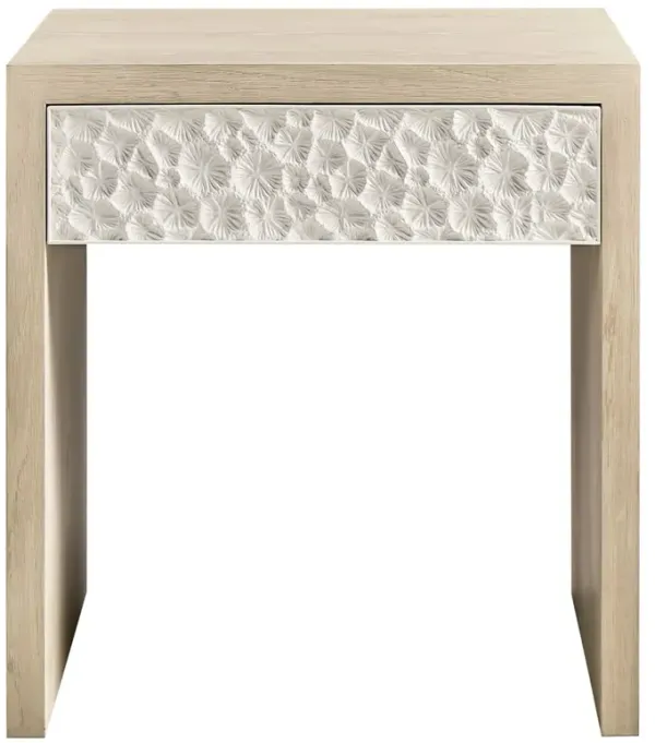 Maris Coastal Beach White Coral Patterned Oak End Table