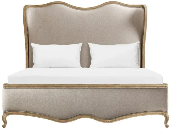 Lucca French Country Brown Oak Wingback Bed - King