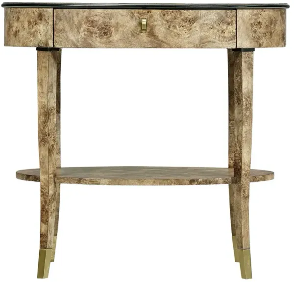 Colins Modern Classic Brown Burl Oval Nightstand