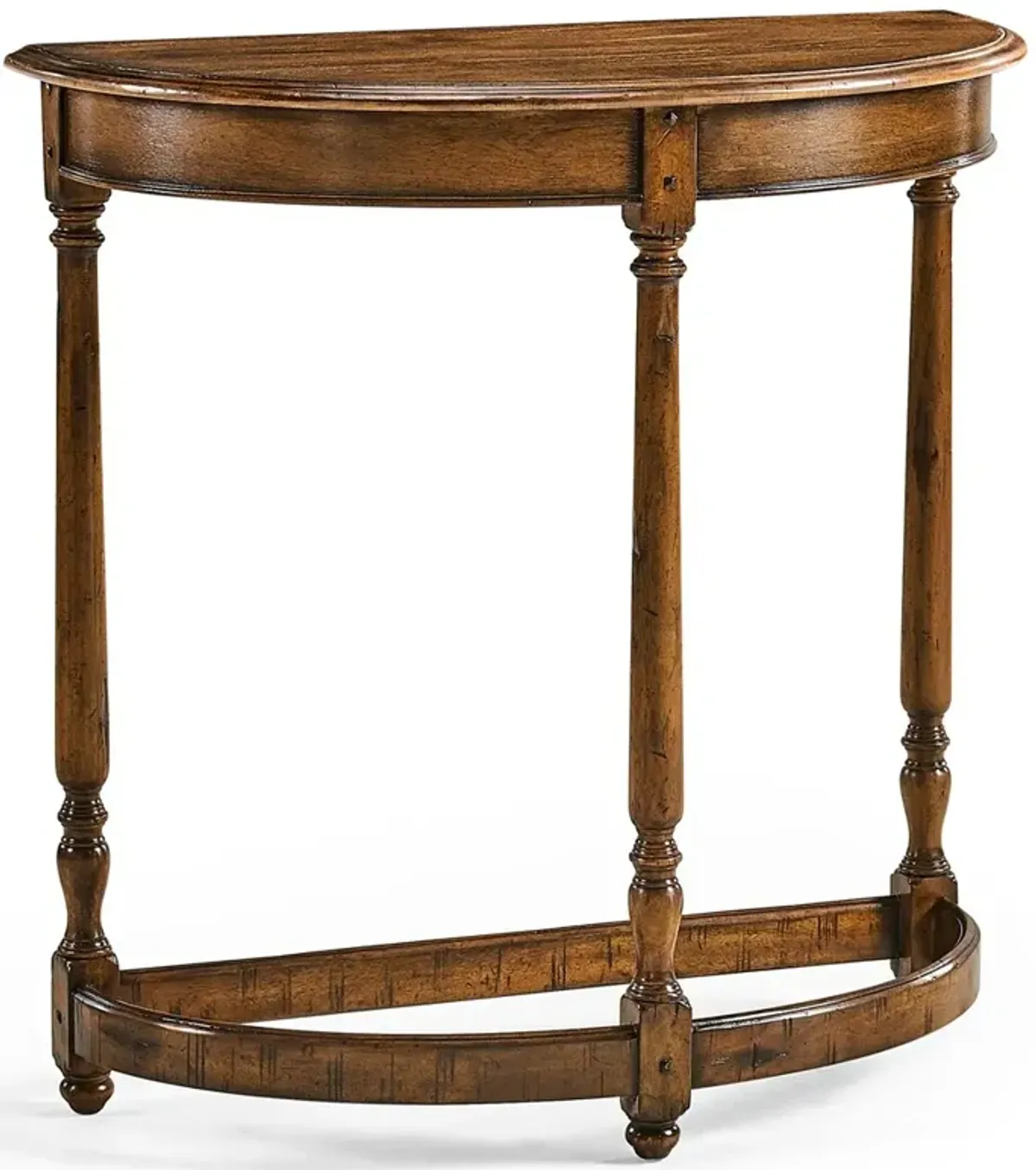 Scott Updated Traditional Brown Acacia Demilune Console Table