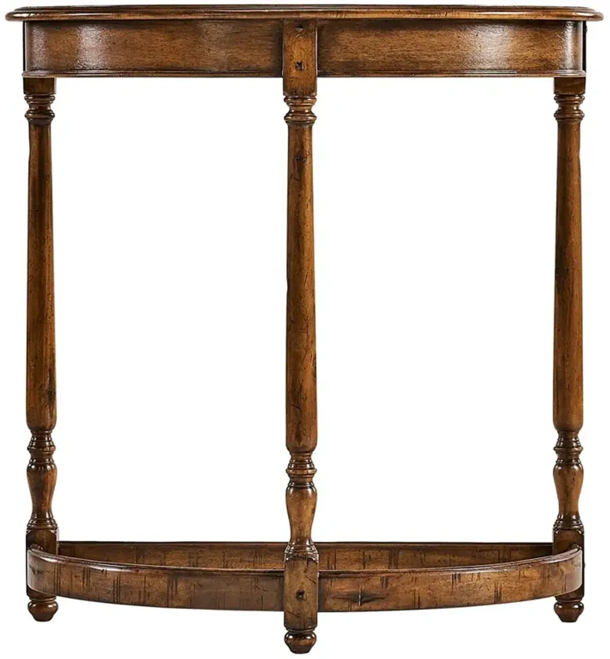 Scott Updated Traditional Brown Acacia Demilune Console Table
