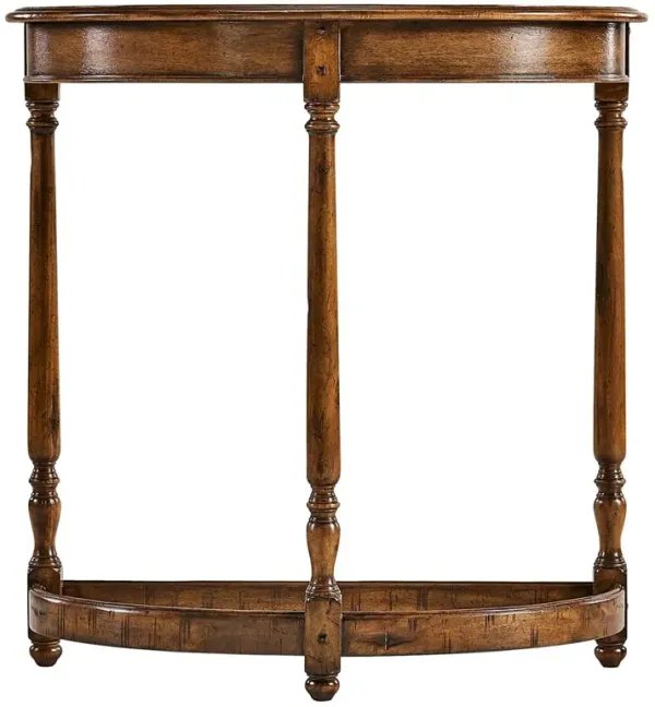 Scott French Country Brown Acacia Demilune Console Table