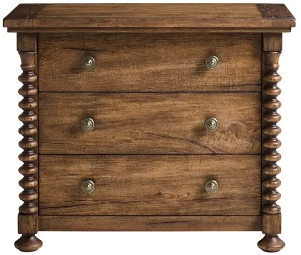 Koda French Country Brown Acacia Wide Nightstand