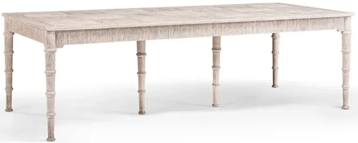 Mateo Coastal Beach Beige Acacia Wood Bamboo Extendable Dining Table - 100-139"