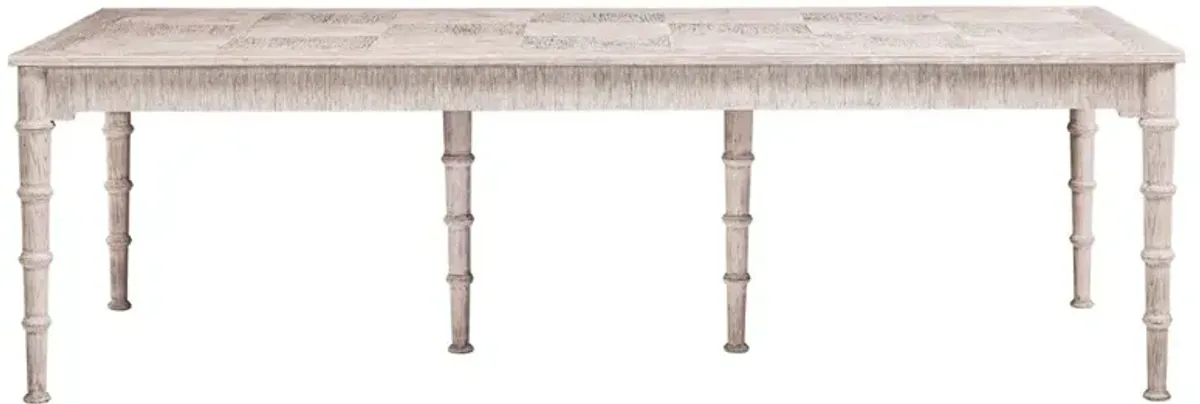 Mateo Coastal Beach Beige Acacia Wood Bamboo Extendable Dining Table - 100-139"