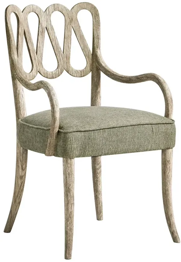 Vihaan French Country Grey Oak Sage Performance Dining Arm Chair