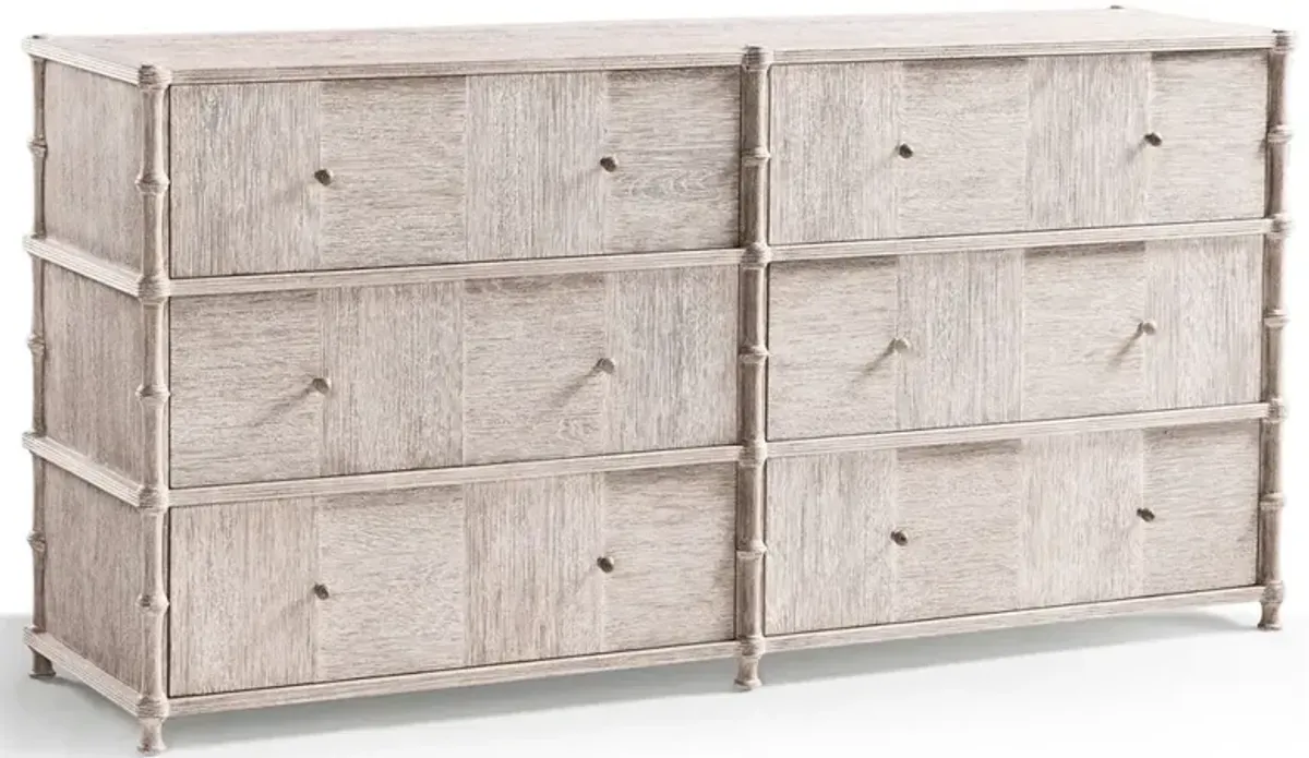 Mateo Coastal Beach Beige Acacia Wood Bamboo Double Dresser