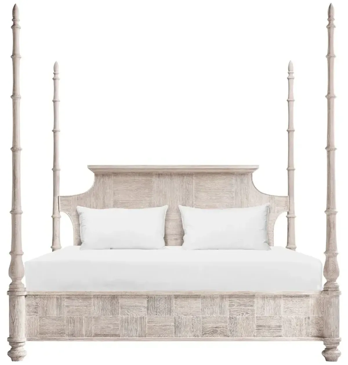 Mateo Coastal Beach Beige Acacia Wood Four Poster Bed - King