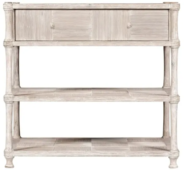 Mateo Coastal Beach Beige Acacia Wood Bamboo Nightstand