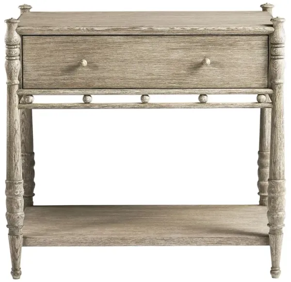 Catherine Updated Traditional Grey Oak Wide Nightstand
