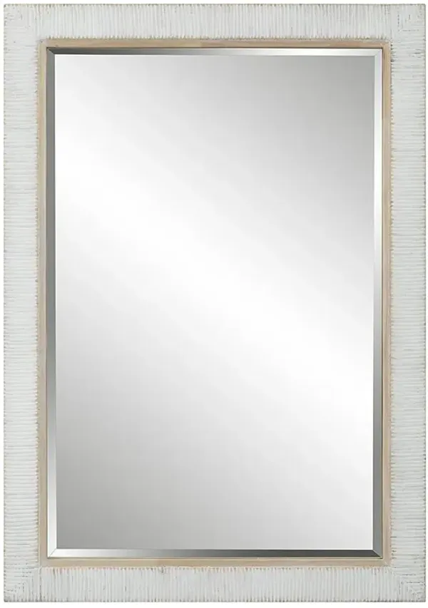 Vienne Coastal Whitewash Rattan Rectangular Wall Mirror