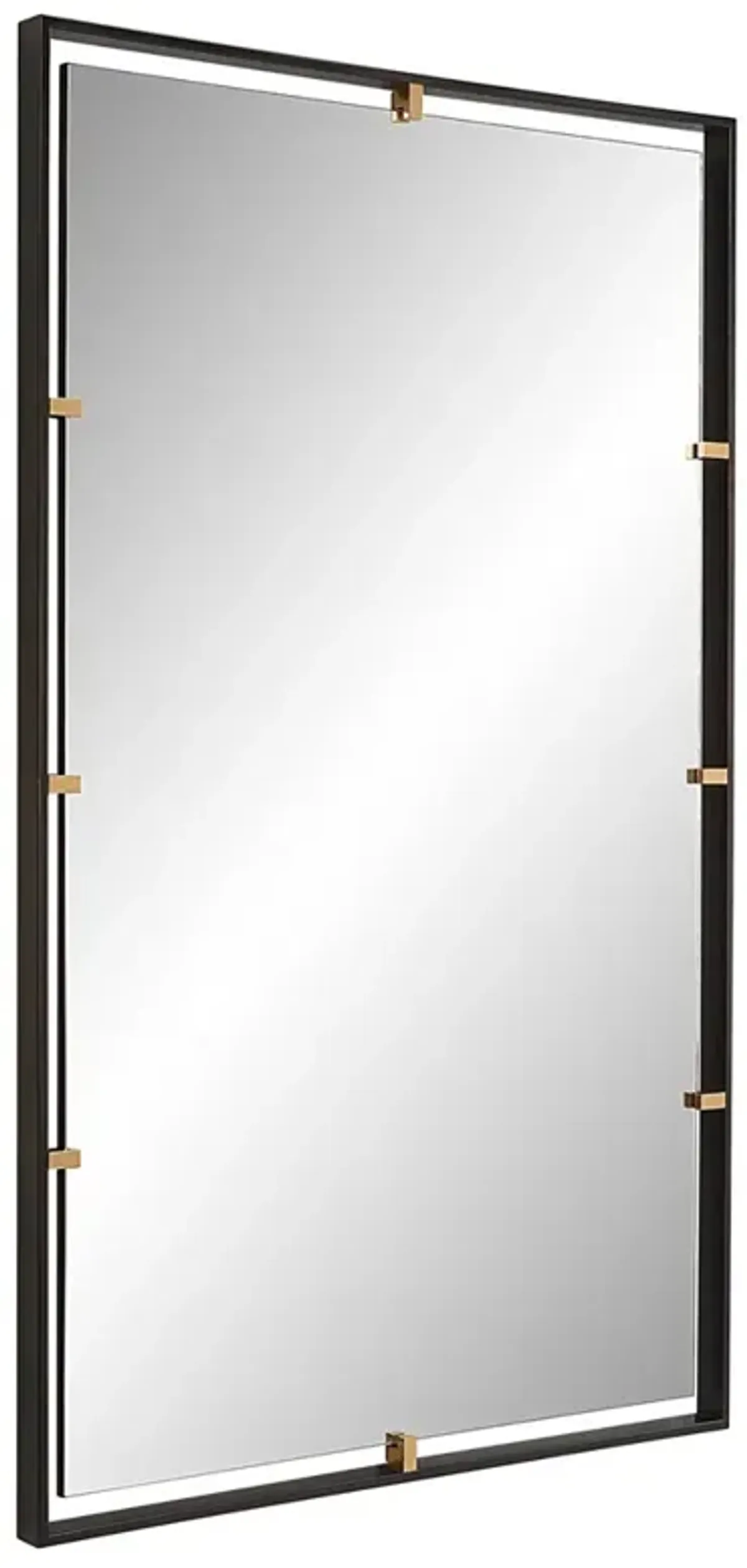 Jorah Modern Bronze Iron Clip Rectangular Wall Mirror