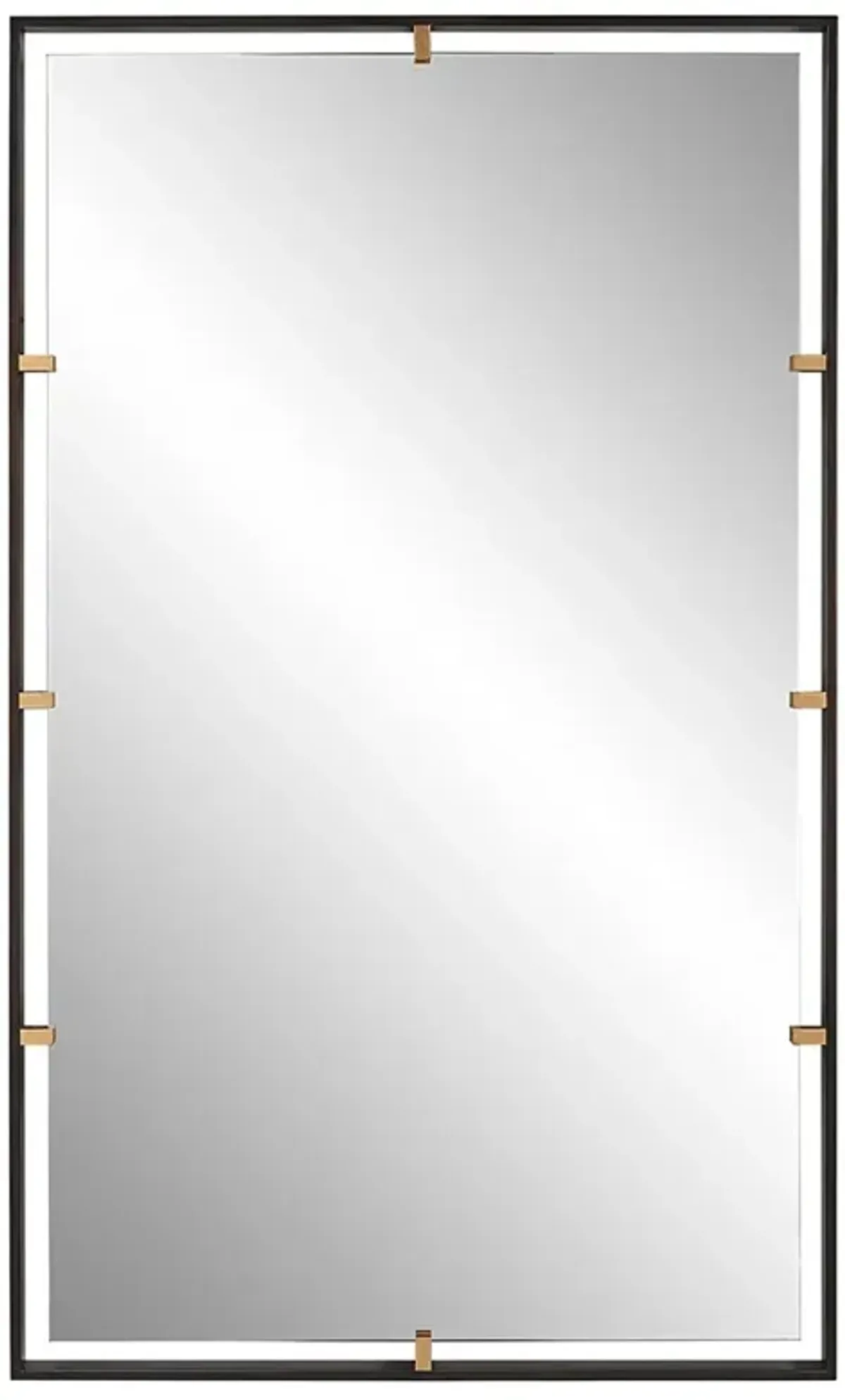 Jorah Modern Bronze Iron Clip Rectangular Wall Mirror