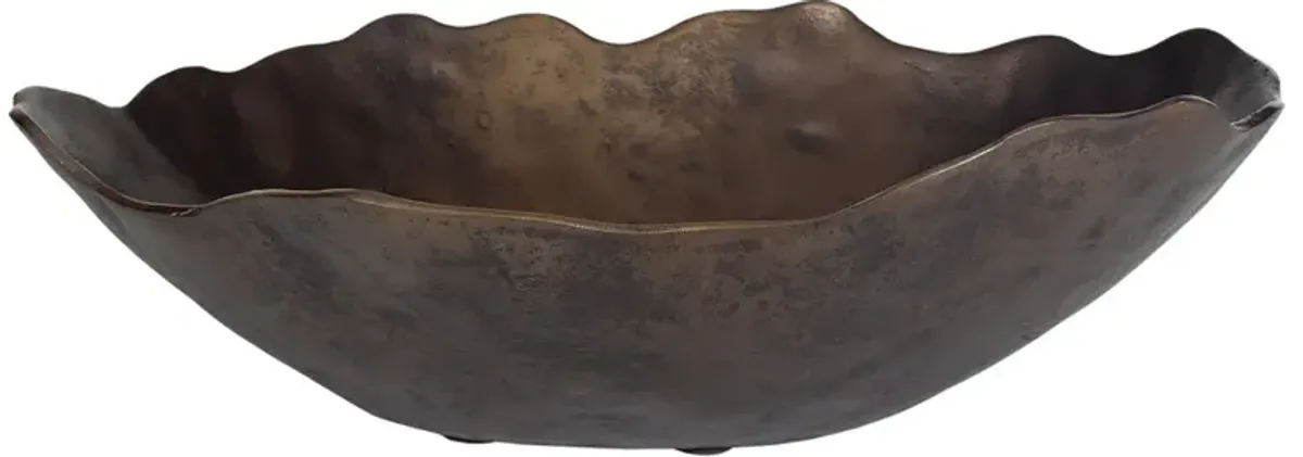 Skye Updated Traditional Bronze Ruffled Decorative Bowl