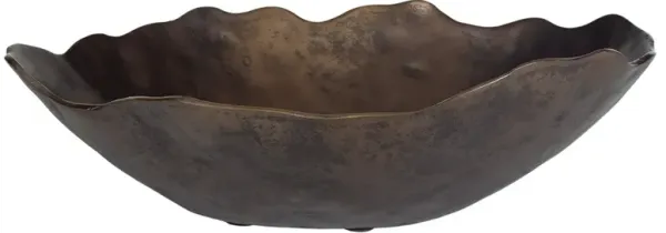 Skye Updated Traditional Bronze Ruffled Decorative Bowl