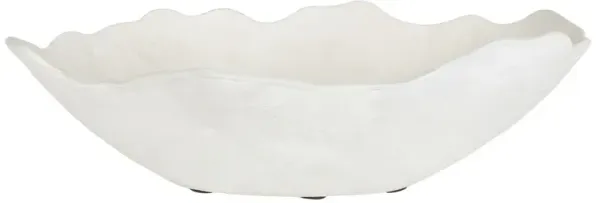 Skye Updated Traditional White Ruffled Decorative Bowl
