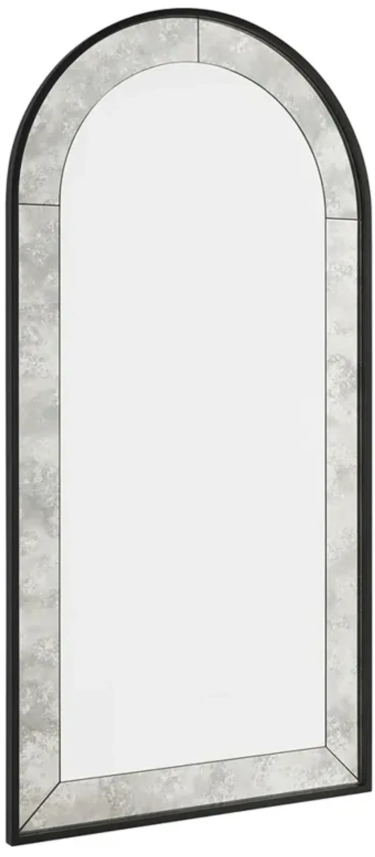 Raya French Country Black Iron Antique Arched Wall Mirror